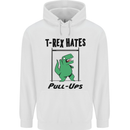 T-Rex Hates Pull Ups Funny Gym Dinosaurs Mens 80% Cotton Hoodie White