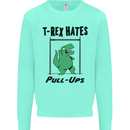 T-Rex Hates Pull Ups Funny Gym Dinosaurs Mens Sweatshirt Jumper Peppermint