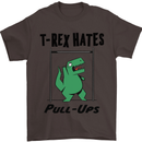 T-Rex Hates Pull Ups Funny Gym Dinosaurs Mens T-Shirt Cotton Gildan Dark Chocolate
