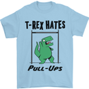 T-Rex Hates Pull Ups Funny Gym Dinosaurs Mens T-Shirt Cotton Gildan Light Blue