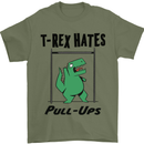 T-Rex Hates Pull Ups Funny Gym Dinosaurs Mens T-Shirt Cotton Gildan Military Green