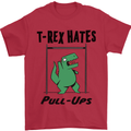 T-Rex Hates Pull Ups Funny Gym Dinosaurs Mens T-Shirt Cotton Gildan Red