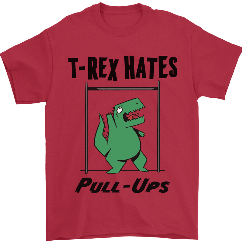 T-Rex Hates Pull Ups Funny Gym Dinosaurs Mens T-Shirt Cotton Gildan Red