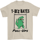 T-Rex Hates Pull Ups Funny Gym Dinosaurs Mens T-Shirt Cotton Gildan Sand