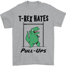 T-Rex Hates Pull Ups Funny Gym Dinosaurs Mens T-Shirt Cotton Gildan Sports Grey