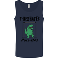 T-Rex Hates Pull Ups Funny Gym Dinosaurs Mens Vest Tank Top Navy Blue