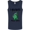 T-Rex Hates Pull Ups Funny Gym Dinosaurs Mens Vest Tank Top Navy Blue