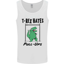 T-Rex Hates Pull Ups Funny Gym Dinosaurs Mens Vest Tank Top White