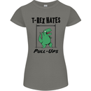 T-Rex Hates Pull Ups Funny Gym Dinosaurs Womens Petite Cut T-Shirt Charcoal