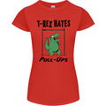 T-Rex Hates Pull Ups Funny Gym Dinosaurs Womens Petite Cut T-Shirt Red