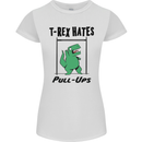 T-Rex Hates Pull Ups Funny Gym Dinosaurs Womens Petite Cut T-Shirt White