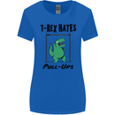 T-Rex Hates Pull Ups Funny Gym Dinosaurs Womens Wider Cut T-Shirt Royal Blue