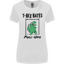 T-Rex Hates Pull Ups Funny Gym Dinosaurs Womens Wider Cut T-Shirt White