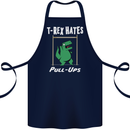 T-Rex Hates Pull Ups Gym Funny Dinosaurs Cotton Apron 100% Organic Navy Blue