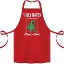 T-Rex Hates Pull Ups Gym Funny Dinosaurs Cotton Apron 100% Organic Red