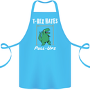 T-Rex Hates Pull Ups Gym Funny Dinosaurs Cotton Apron 100% Organic Turquoise