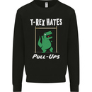 T-Rex Hates Pull Ups Gym Funny Dinosaurs Kids Sweatshirt Jumper Black