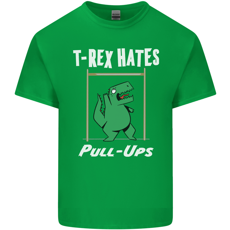 T-Rex Hates Pull Ups Gym Funny Dinosaurs Kids T-Shirt Childrens Irish Green