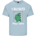 T-Rex Hates Pull Ups Gym Funny Dinosaurs Kids T-Shirt Childrens Light Blue