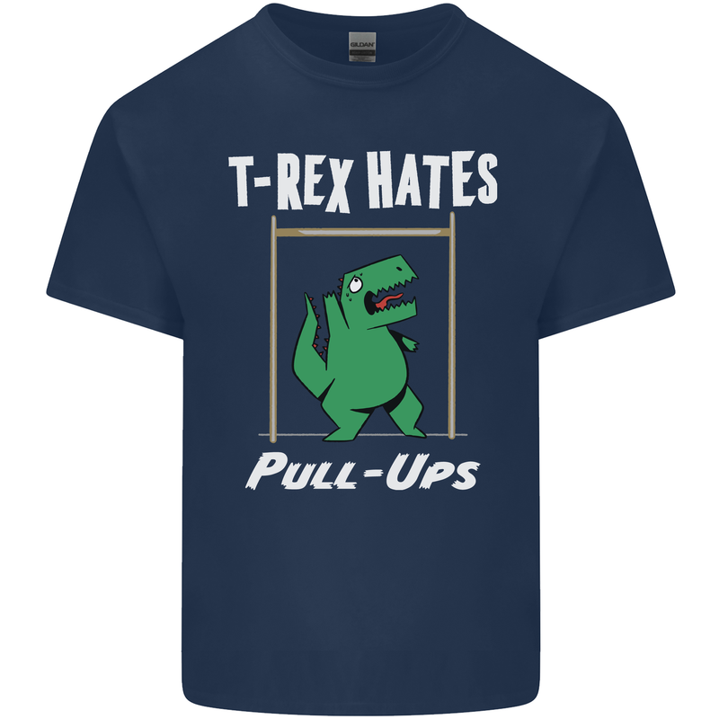T-Rex Hates Pull Ups Gym Funny Dinosaurs Kids T-Shirt Childrens Navy Blue
