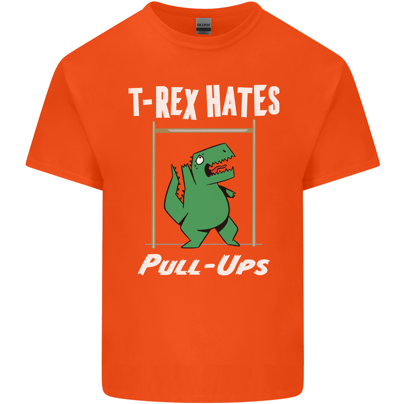 T-Rex Hates Pull Ups Gym Funny Dinosaurs Kids T-Shirt Childrens Orange