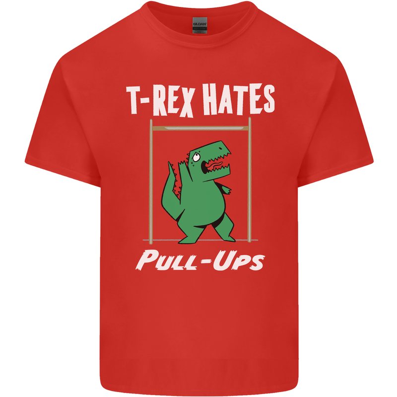 T-Rex Hates Pull Ups Gym Funny Dinosaurs Kids T-Shirt Childrens Red