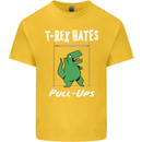 T-Rex Hates Pull Ups Gym Funny Dinosaurs Kids T-Shirt Childrens Yellow