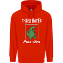 T-Rex Hates Pull Ups Gym Funny Dinosaurs Mens 80% Cotton Hoodie Bright Red