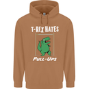 T-Rex Hates Pull Ups Gym Funny Dinosaurs Mens 80% Cotton Hoodie Caramel Latte