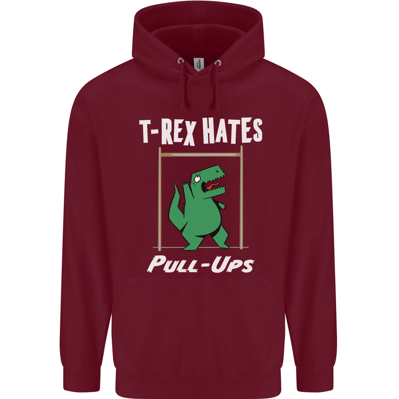 T-Rex Hates Pull Ups Gym Funny Dinosaurs Mens 80% Cotton Hoodie Maroon