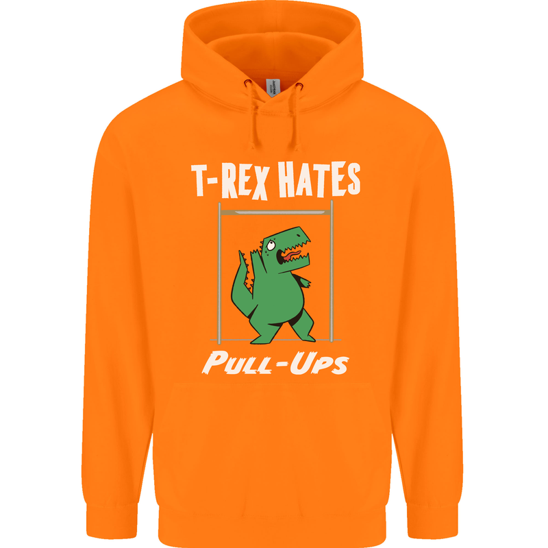T-Rex Hates Pull Ups Gym Funny Dinosaurs Mens 80% Cotton Hoodie Orange