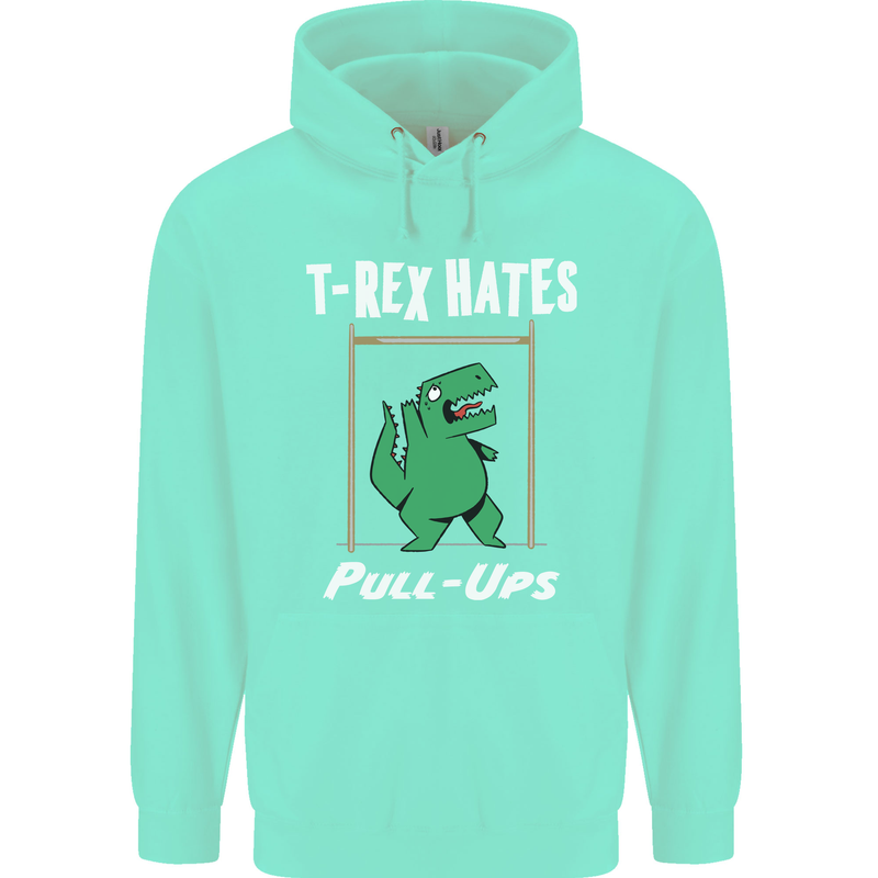 T-Rex Hates Pull Ups Gym Funny Dinosaurs Mens 80% Cotton Hoodie Peppermint