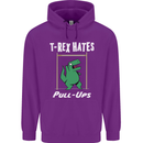 T-Rex Hates Pull Ups Gym Funny Dinosaurs Mens 80% Cotton Hoodie Purple