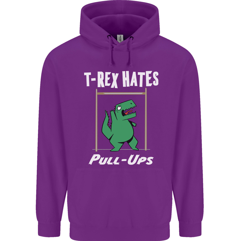 T-Rex Hates Pull Ups Gym Funny Dinosaurs Mens 80% Cotton Hoodie Purple