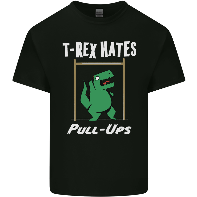 T-Rex Hates Pull Ups Gym Funny Dinosaurs Mens Cotton T-Shirt Tee Top Black