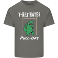 T-Rex Hates Pull Ups Gym Funny Dinosaurs Mens Cotton T-Shirt Tee Top Charcoal