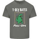 T-Rex Hates Pull Ups Gym Funny Dinosaurs Mens Cotton T-Shirt Tee Top Charcoal