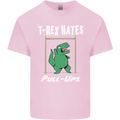 T-Rex Hates Pull Ups Gym Funny Dinosaurs Mens Cotton T-Shirt Tee Top Light Pink