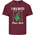 T-Rex Hates Pull Ups Gym Funny Dinosaurs Mens Cotton T-Shirt Tee Top Maroon