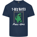 T-Rex Hates Pull Ups Gym Funny Dinosaurs Mens Cotton T-Shirt Tee Top Navy Blue