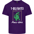 T-Rex Hates Pull Ups Gym Funny Dinosaurs Mens Cotton T-Shirt Tee Top Purple