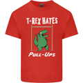T-Rex Hates Pull Ups Gym Funny Dinosaurs Mens Cotton T-Shirt Tee Top Red