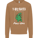 T-Rex Hates Pull Ups Gym Funny Dinosaurs Mens Sweatshirt Jumper Caramel Latte
