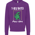 T-Rex Hates Pull Ups Gym Funny Dinosaurs Mens Sweatshirt Jumper Purple