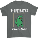 T-Rex Hates Pull Ups Gym Funny Dinosaurs Mens T-Shirt Cotton Gildan Charcoal