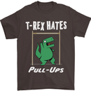 T-Rex Hates Pull Ups Gym Funny Dinosaurs Mens T-Shirt Cotton Gildan Dark Chocolate