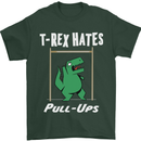 T-Rex Hates Pull Ups Gym Funny Dinosaurs Mens T-Shirt Cotton Gildan Forest Green