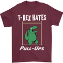 T-Rex Hates Pull Ups Gym Funny Dinosaurs Mens T-Shirt Cotton Gildan Maroon