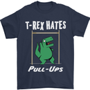 T-Rex Hates Pull Ups Gym Funny Dinosaurs Mens T-Shirt Cotton Gildan Navy Blue