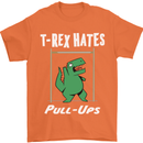 T-Rex Hates Pull Ups Gym Funny Dinosaurs Mens T-Shirt Cotton Gildan Orange